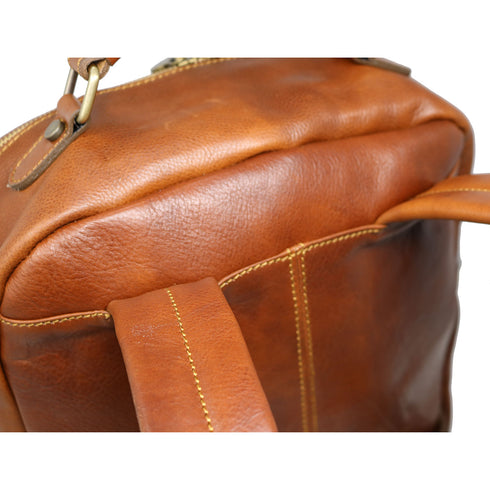 Leather Backpack Floto Italian Corsica Laptop Knapsack Shoulder Bag in Tobacco Brown 5